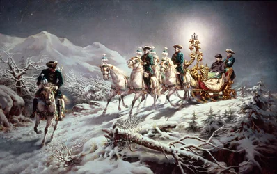 Ludwig II (1845-86) da Baviera Sleighing na noite de Neuschwanstein para Linderhof, 1888